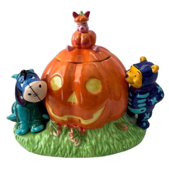 Disney Other - Vintage 1998 Disney Store Halloween Cookie Jar Pooh Piglet Eeyore in Costumes